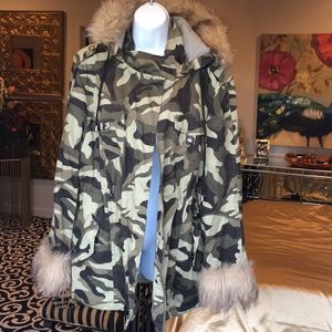 Camouflage INC fur hooded jacket